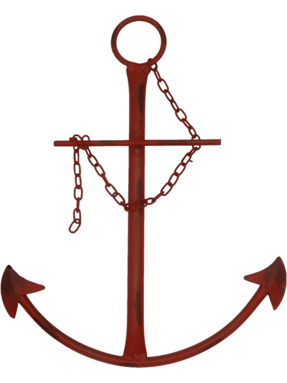 Nautical Anchor Wall Decor Antique Metal Art Red 13" Vintage Farmhouse Decor